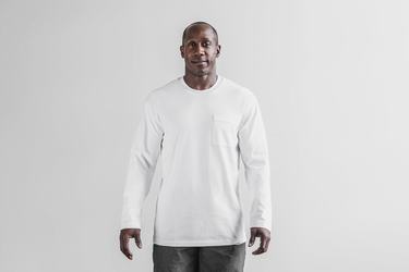 Nobull Heavyweight Pocket Men's Long Sleeves White | Australia (SI0623)